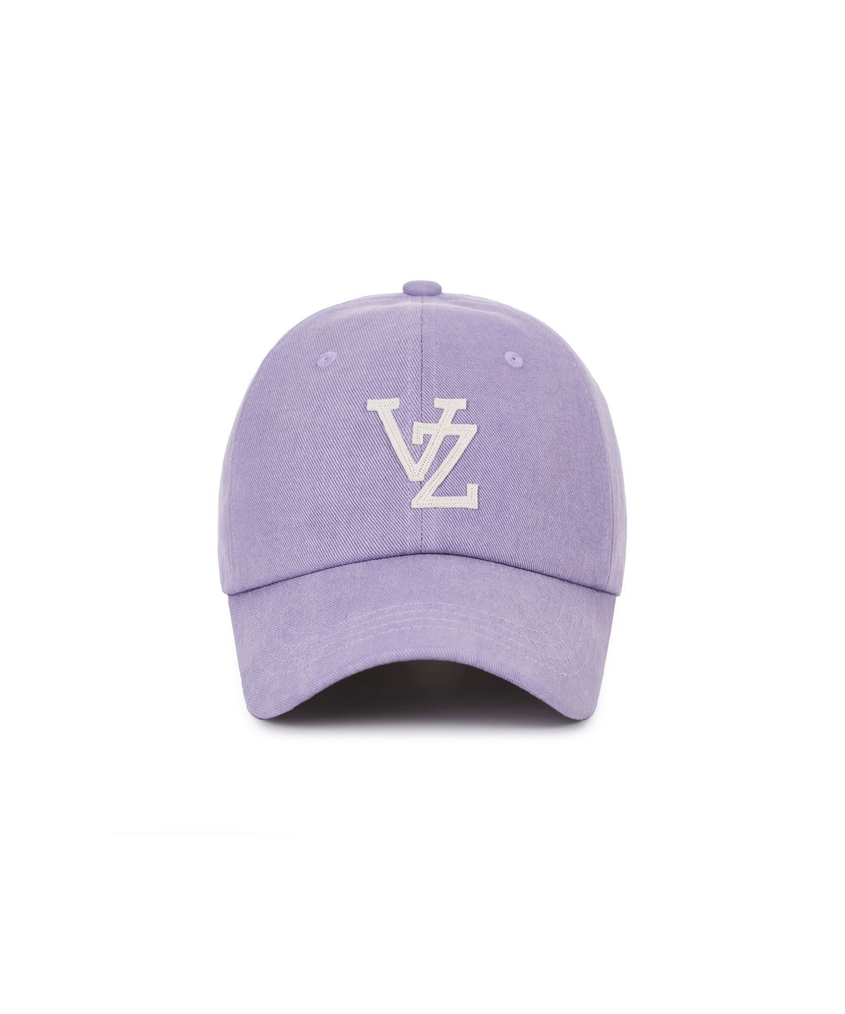 바잘(VARZAR) 모노그램 아플리케 오버핏 워싱 볼캡 바이올렛