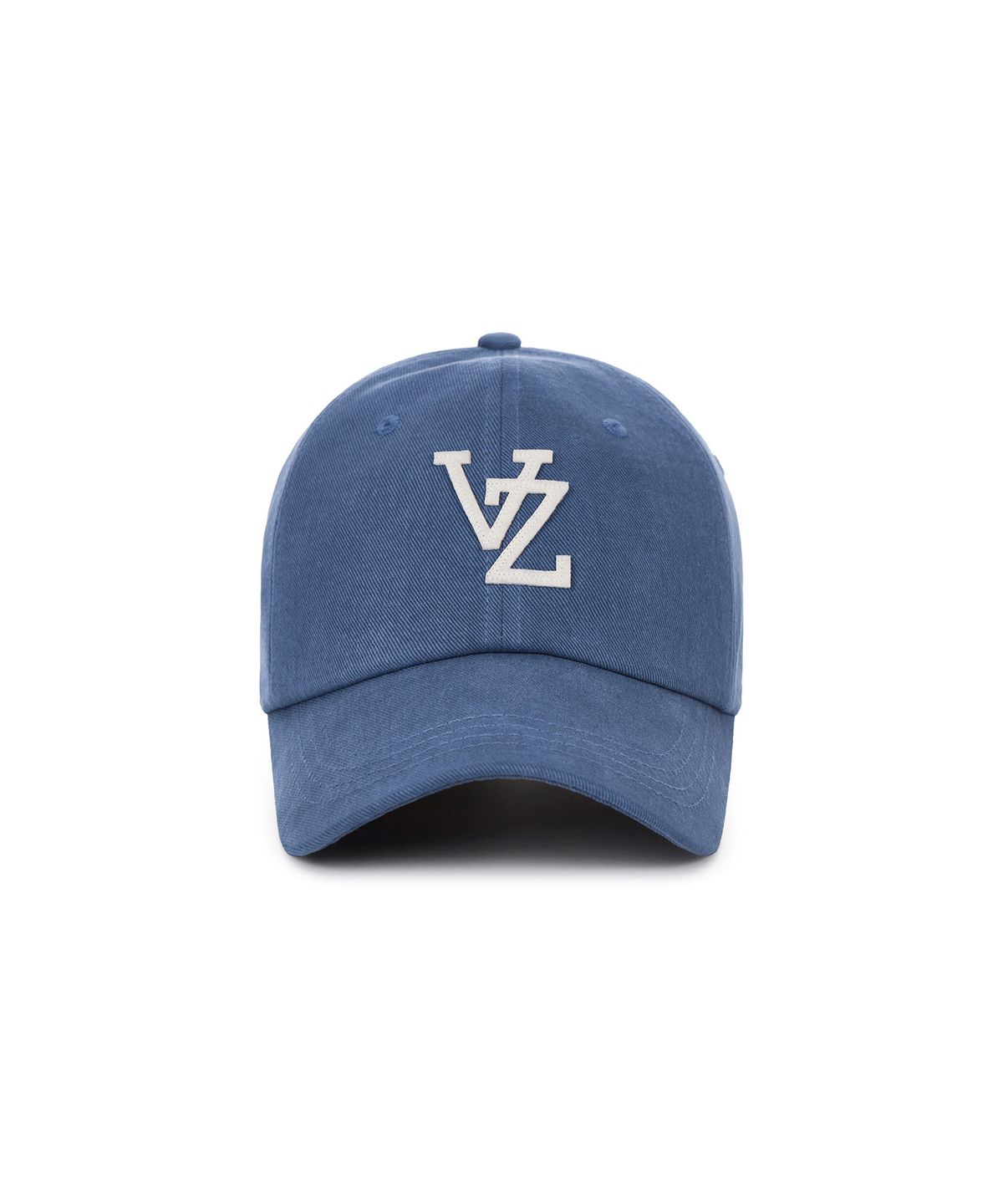 바잘(VARZAR) 모노그램 아플리케 오버핏 워싱 볼캡 네이비