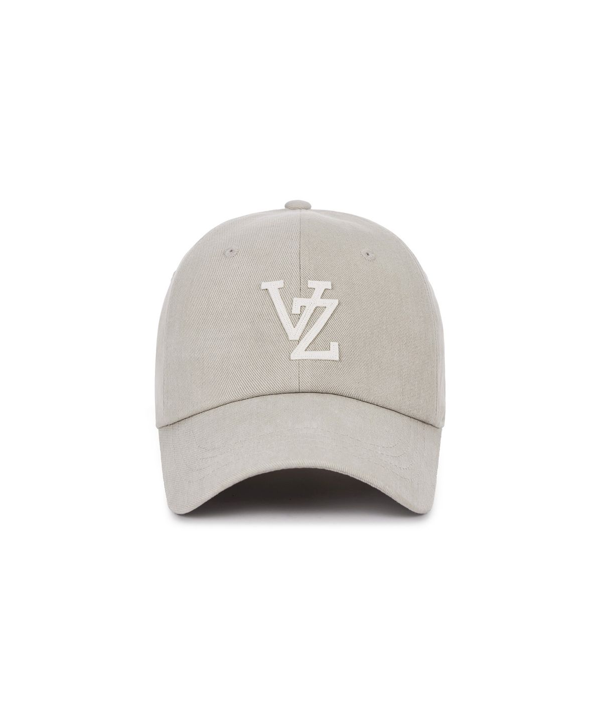 바잘(VARZAR) 모노그램 아플리케 오버핏 워싱 볼캡 베이지