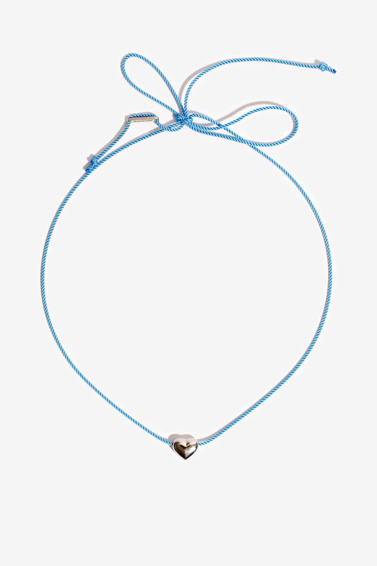 모드곤(MODGONE) 하트 하늘색 실크리본 목걸이Heart Skyblue SilkenRibbon Necklace