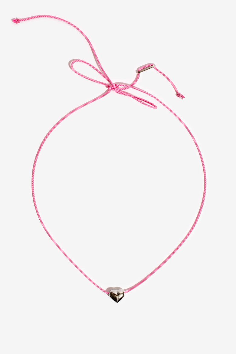 하트 핑크 실크리본 목걸이 Heart Pink SilkenRibbon Necklace