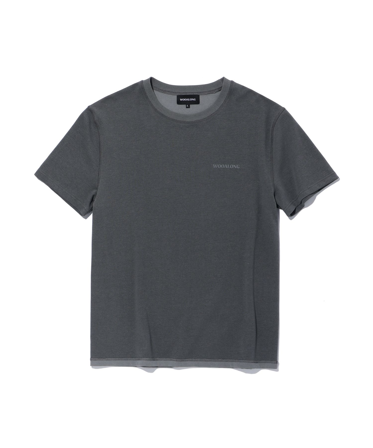 さらに100円引き◆WOOALONG◆Lettering detail T-shirt MUSINSA | WOOALONG Lettering detail T-shirt - CHARCOAL