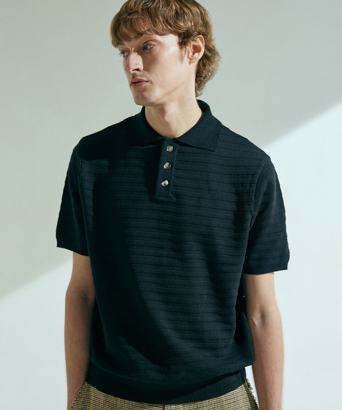 왓에버위원트(WHATEVERWEWANT) PLEATS POLO KNIT [BLACK]