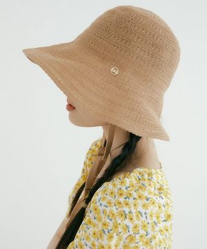 TIR LOGO CHARM RAFFIA HAT NATURAL