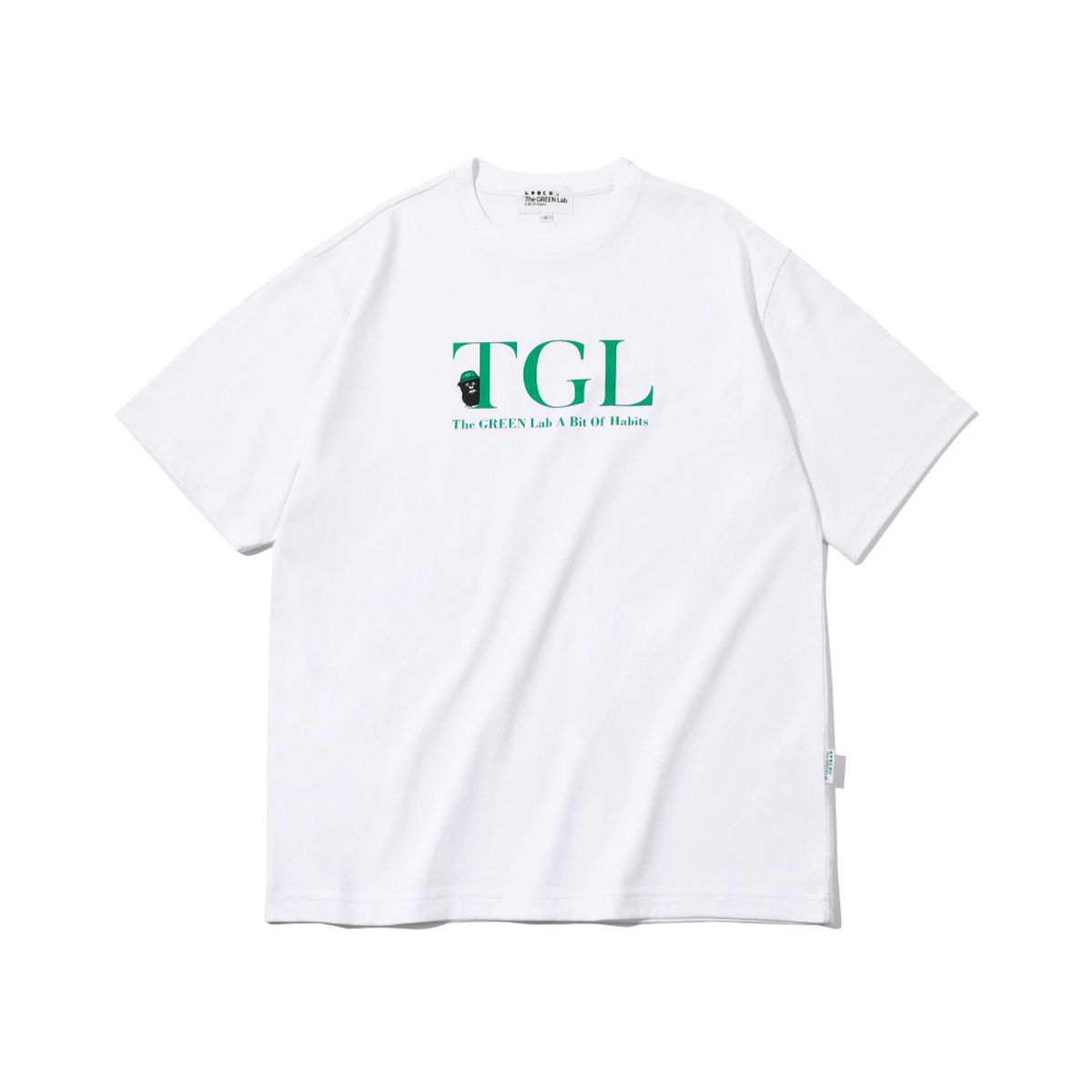 더그린랩(THE GREEN LAB) 티지엘 버킷햇몰 반팔티셔츠 [화이트-그린그래픽]