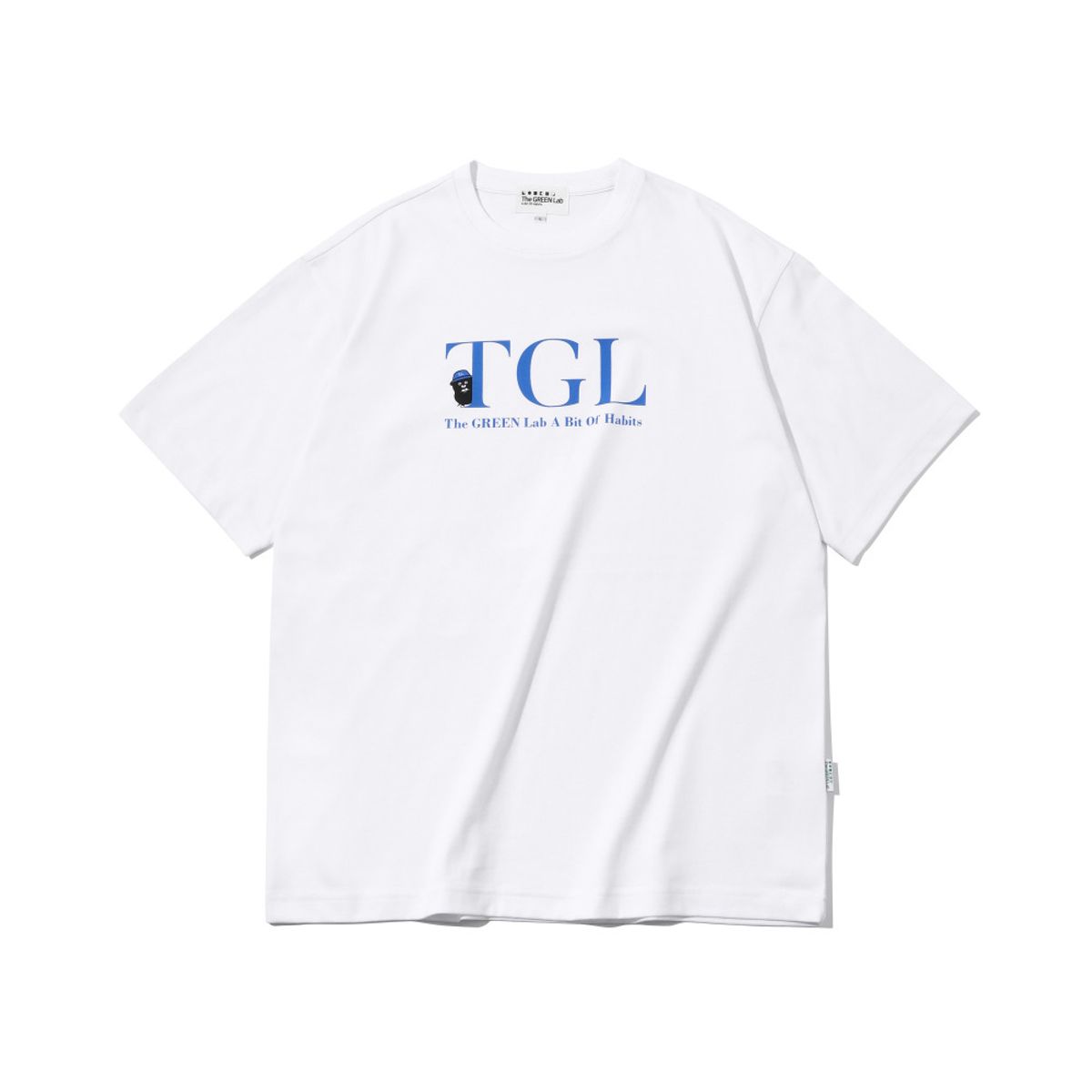 더그린랩(THE GREEN LAB) 티지엘 버킷햇몰 반팔티셔츠 [화이트-블루그래픽]