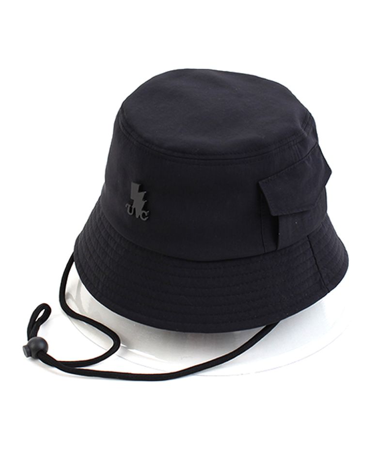 String Pocket Black Bucket Hat 버킷햇