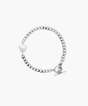 Heart Pearl Toggle Bar Bracelet