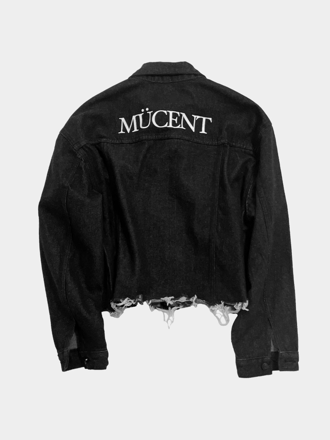 ★ MUCENT★ Crop Damage Black Denim Jacket Denim Jacket P00 MUSINSA | MUCENT Cropped damage black and blue denim jacket