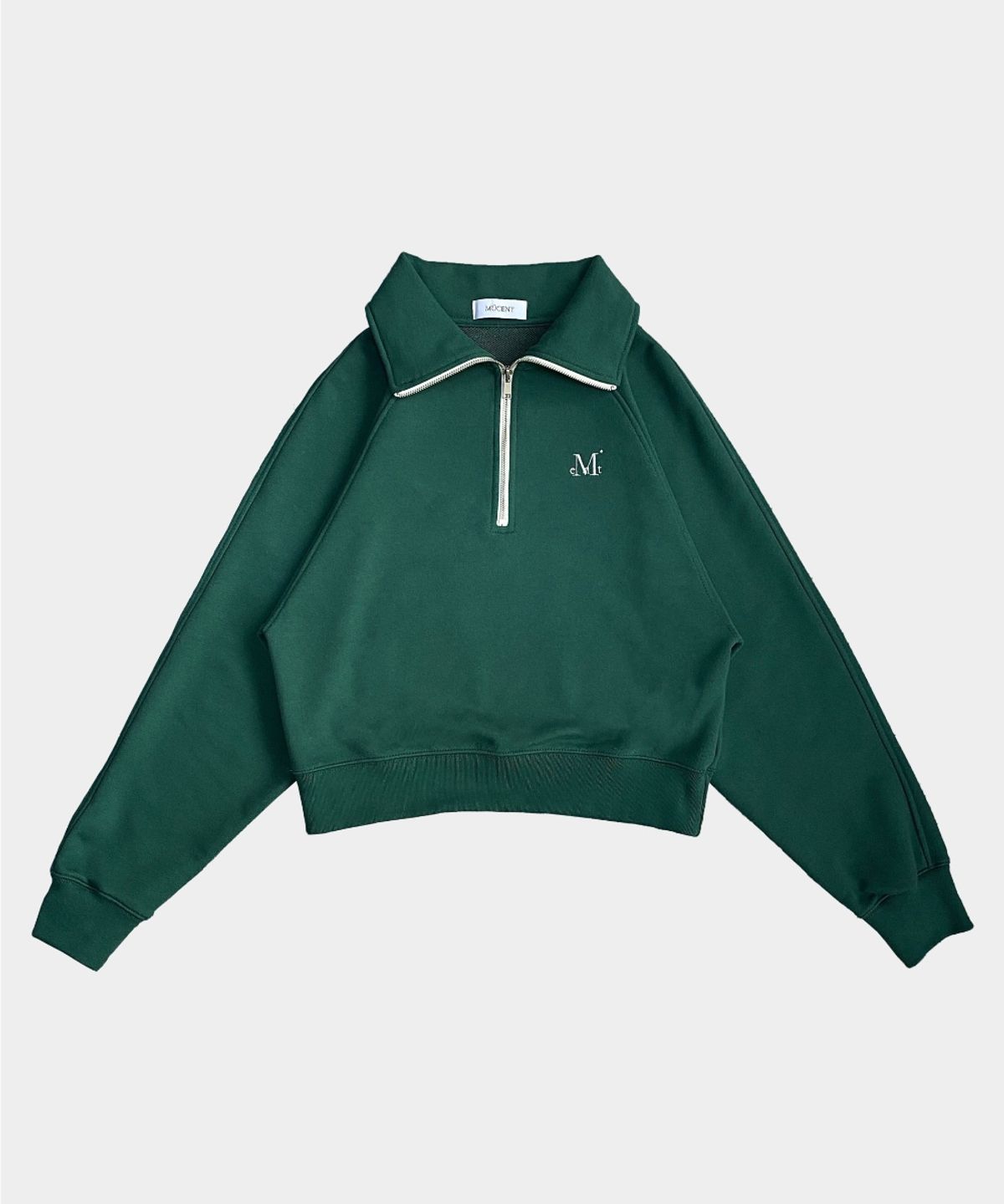 무센트(MUCENT) SIGNATURE HALF ZIP-UP NECK MTM - CROP Woman (Olive green, Deep navy)