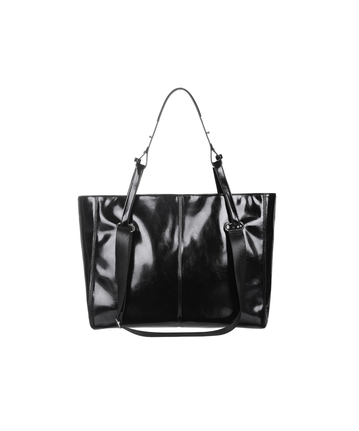 레더리(LEATHERY) 글로시 투웨이 쇼퍼백 [BLACK]