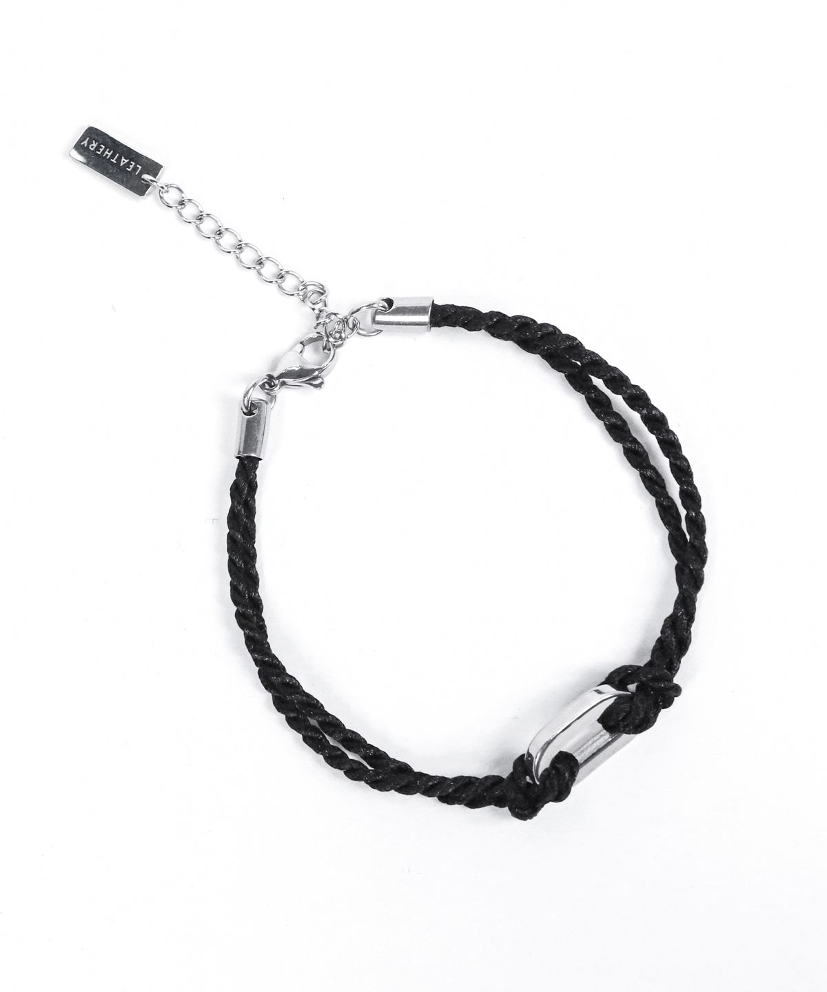 레더리(LEATHERY) #3202 오벌 서지컬 스틸 N 노티드 팔찌 [BLACK]