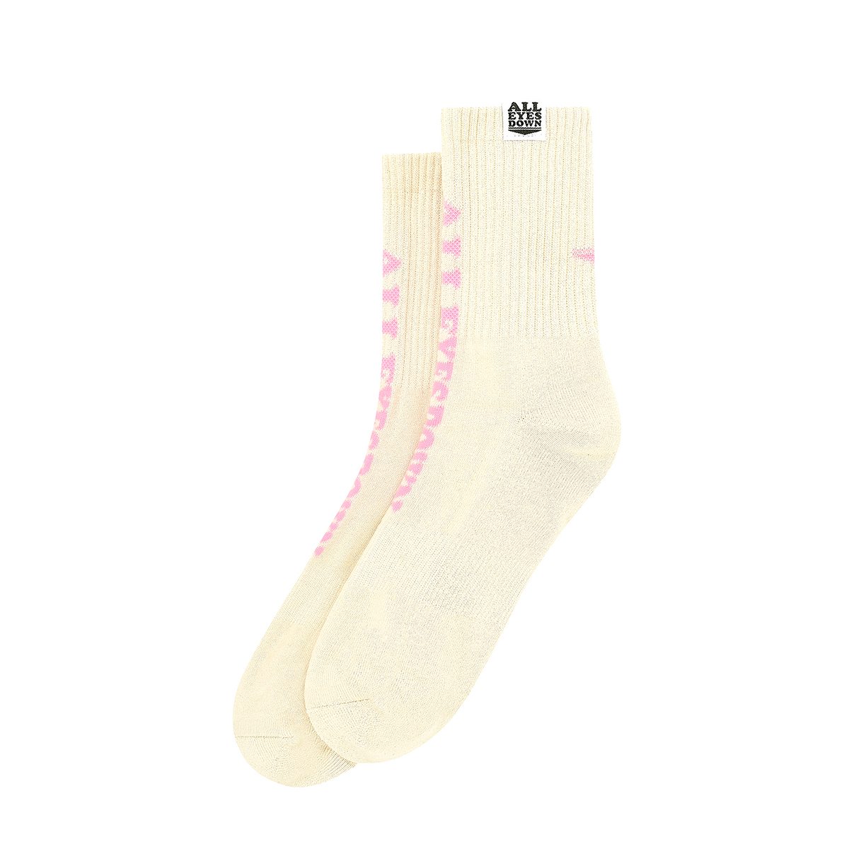 올아이즈다운(ALL EYES DOWN) FRONT LOGO SOCKS(Ivory/Pink)