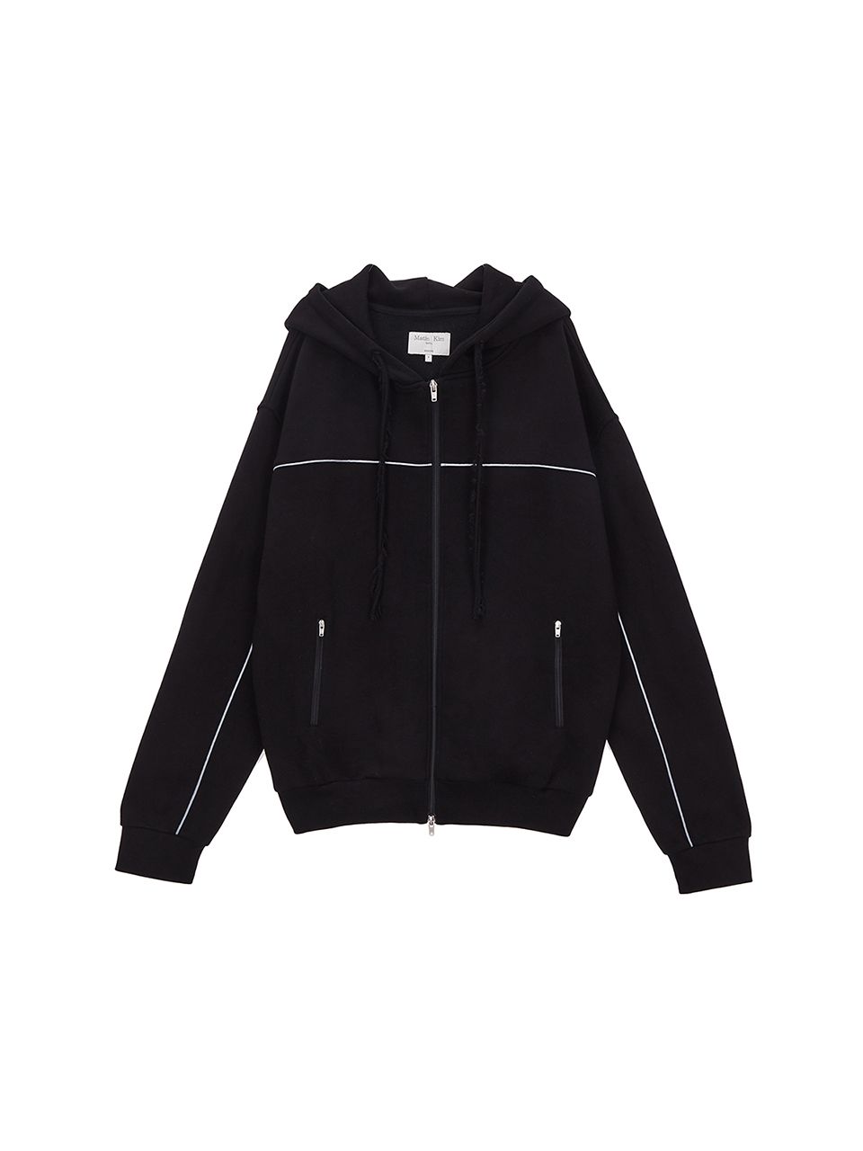 MUSINSA公式 | MATIN KIM APPLIQUE PIPING HOODY ZIP UP JUMPER IN BLACK