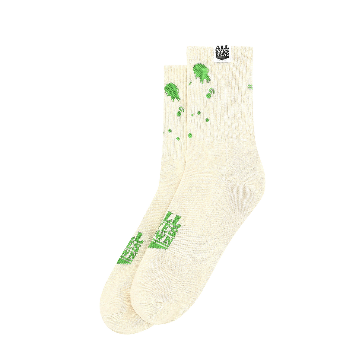 올아이즈다운(ALL EYES DOWN) SPLATTER SOCKS(Ivory/Green)