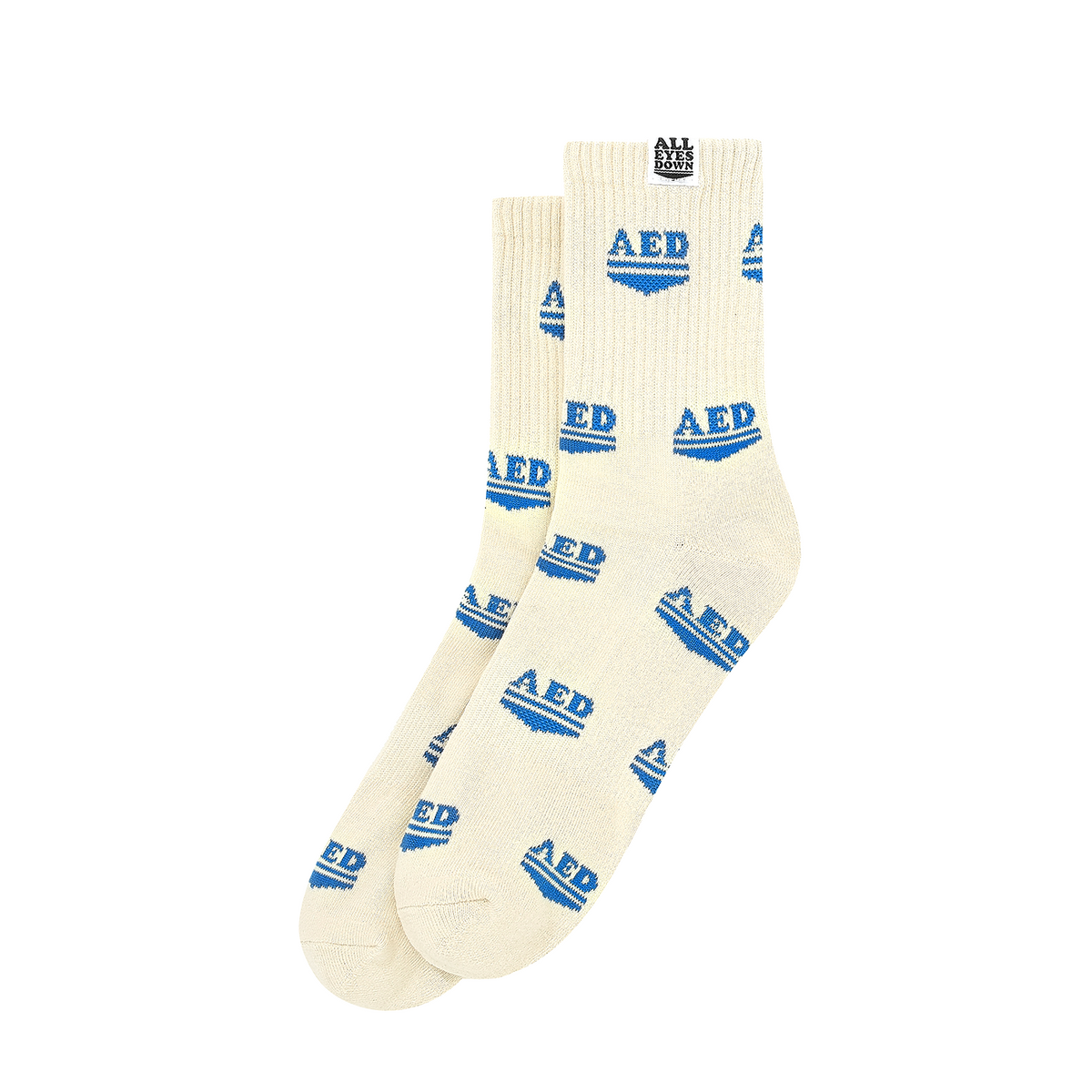 올아이즈다운(ALL EYES DOWN) MULTI LOGO SOCKS(Ivory/Blue)