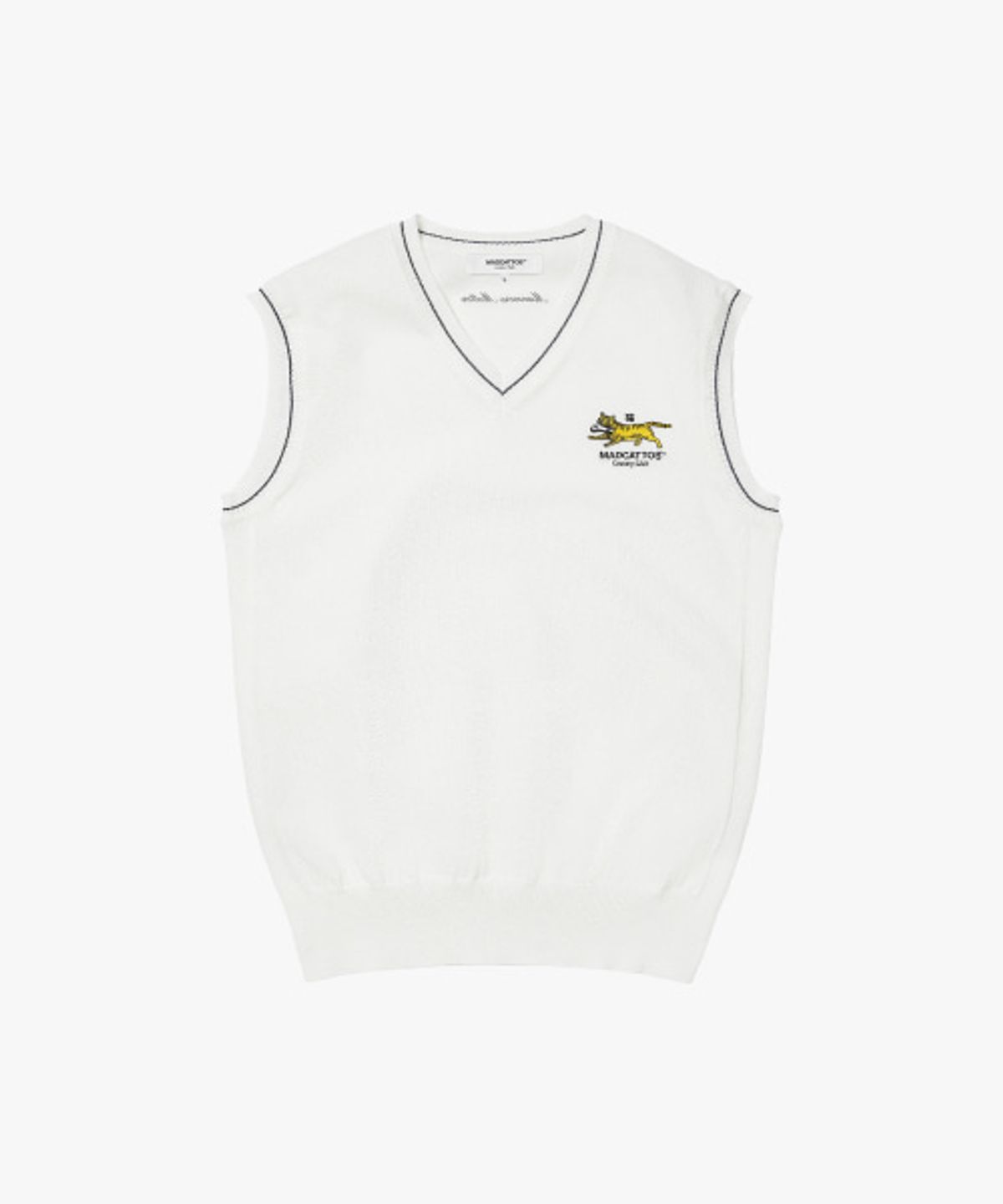 매드캐토스 컨트리클럽(MADCATTOS COUNTRY CLUB) MCC V-NECK SWEATER VEST-WHITE