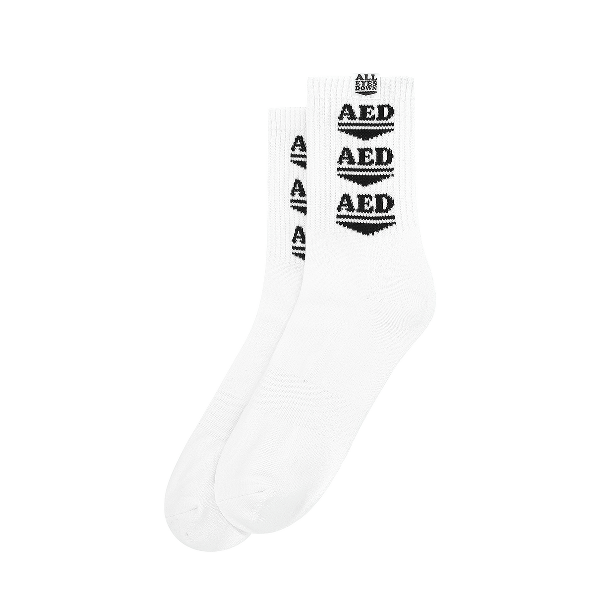 올아이즈다운(ALL EYES DOWN) THREE LOGO SOCKS(White/Black)