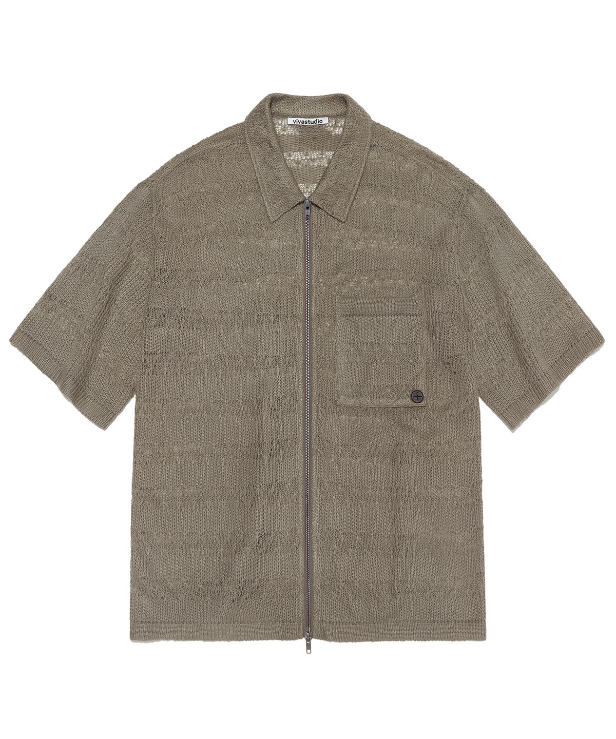 비바스튜디오(VIVASTUDIO) GARDENERS KNITTED HALF SHIRT JACKET [BROWN]