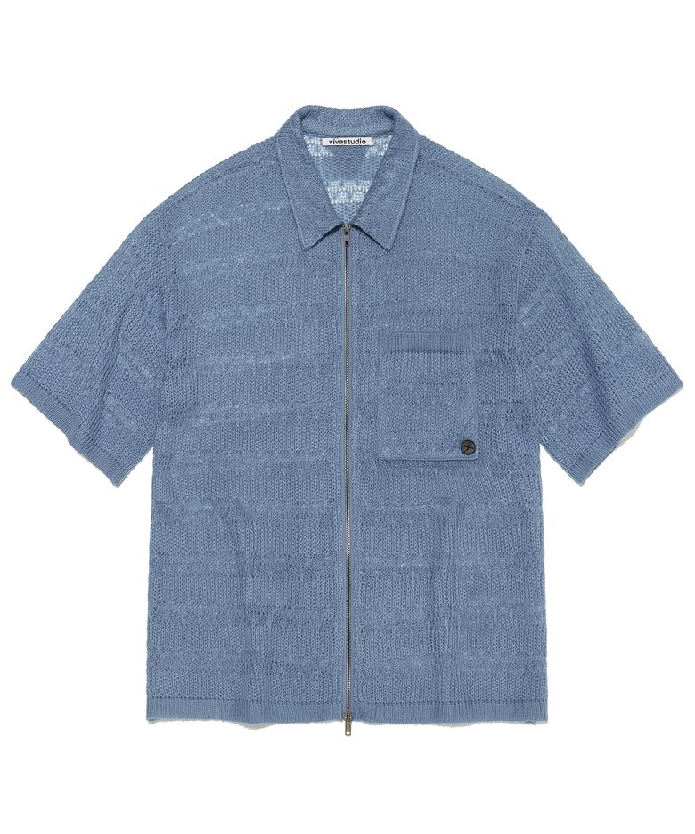 GARDENERS KNITTED HALF SHIRT JACKET [FRENCH BLUE]