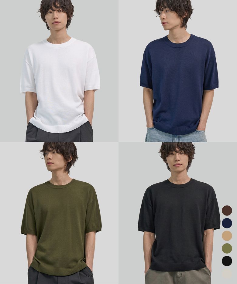 라운드 넥 하프 니트 (6 COLOR)