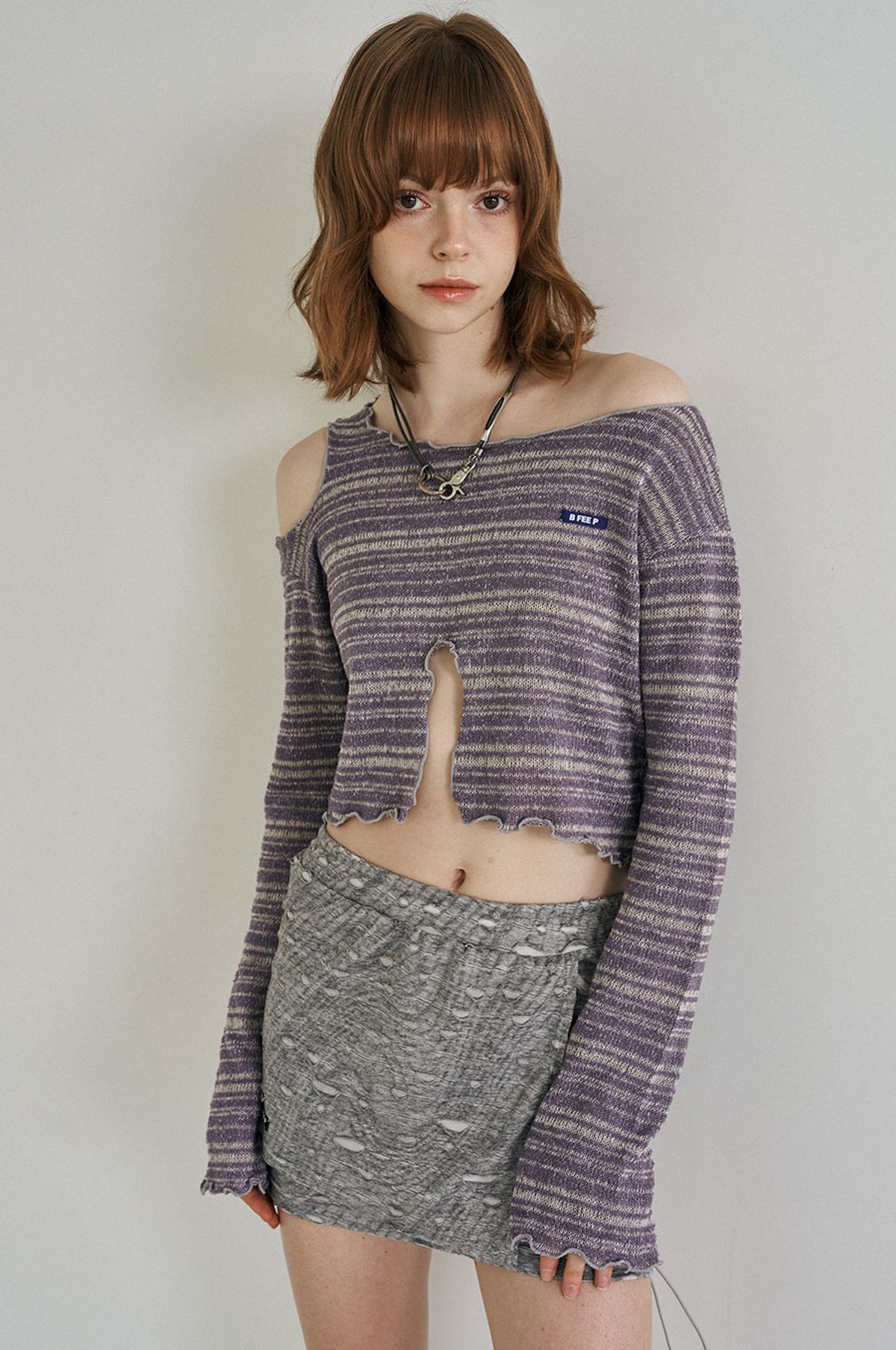 비피피(BFEEP) one open stripe knit_lavender