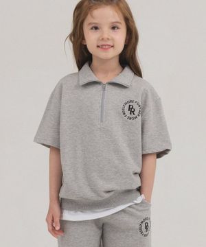 서클 로고 반집업 오버핏 반팔 (멜란지)