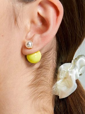 Lemon And Pearl Frontback Silver Earring Ie337 [Silver]