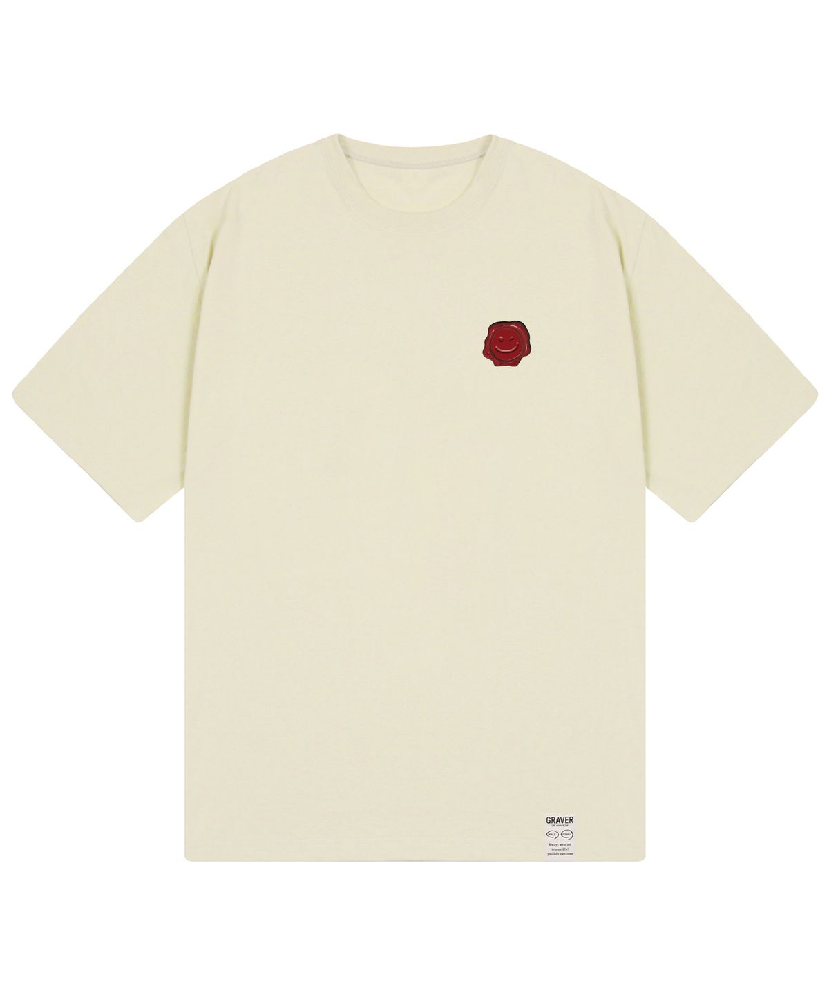 그레이버(GRAVER) [UNISEX]실링 드로잉스마일 반팔티_샌드베이지