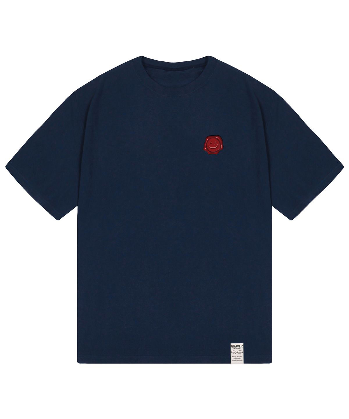 그레이버(GRAVER) [UNISEX]실링 드로잉스마일 반팔티_네이비