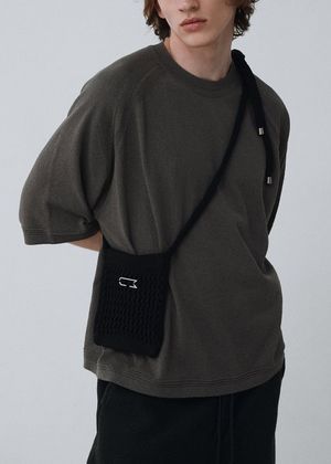 Paper yarn crochet mini bag_Black