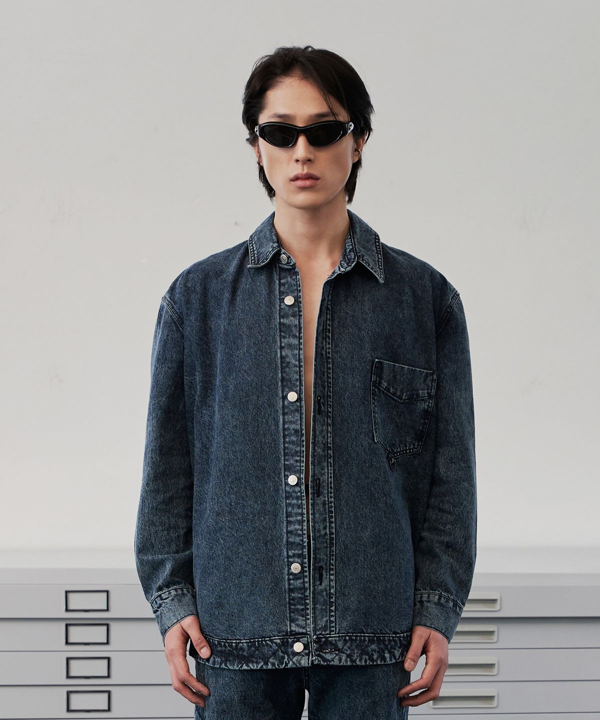 디메이든(DEMADEN) NAPALAKA DENIM SHIRT DEEP GREEN