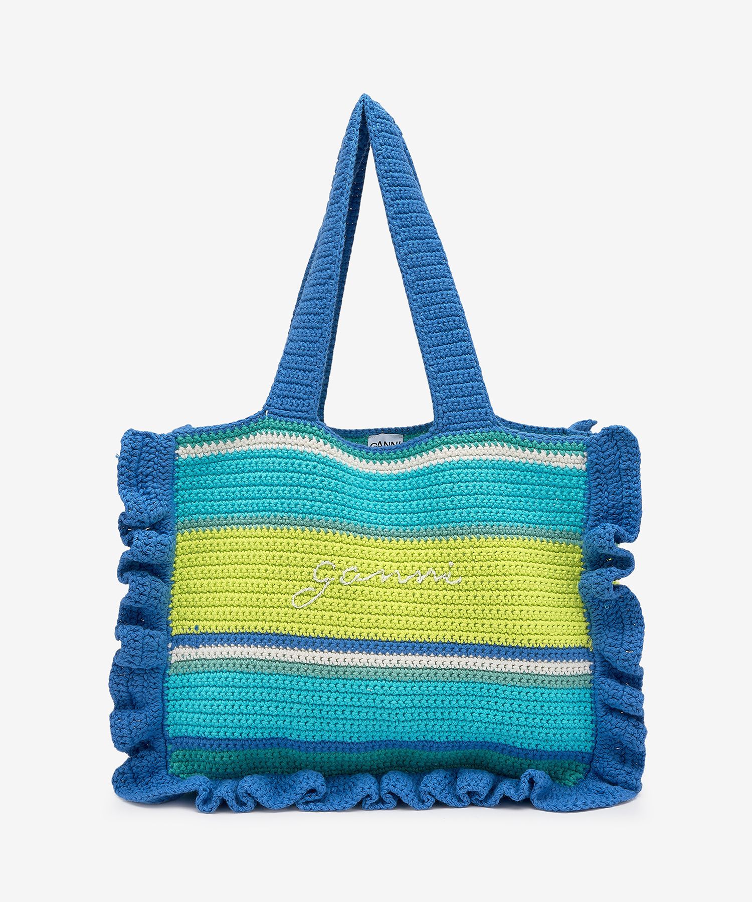 MUSINSA公式 | GANNI ロゴ刺繍クロスフリルトートバッグ - マルチ 