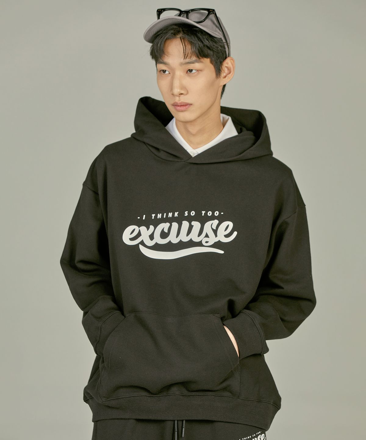 익스커스(EXCURSE) EC 프리미엄 오버핏 후드 스웨트 셔츠 블랙