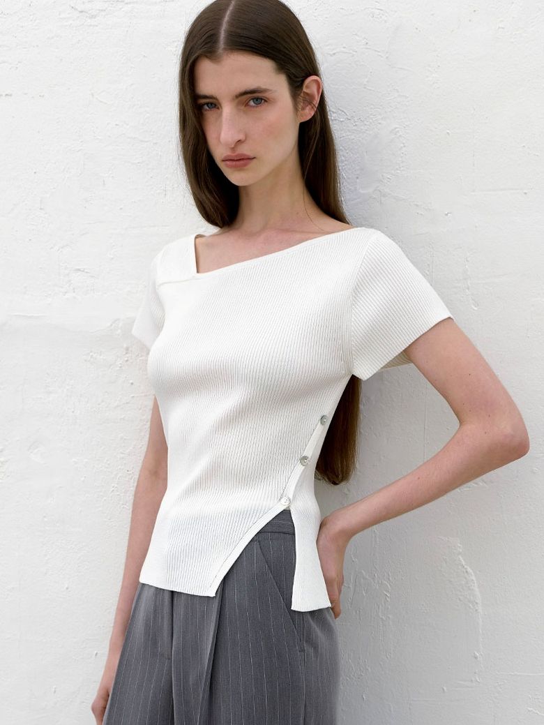 UNBALANCED CUTOUT SLIM KNIT(Z-T-6651)