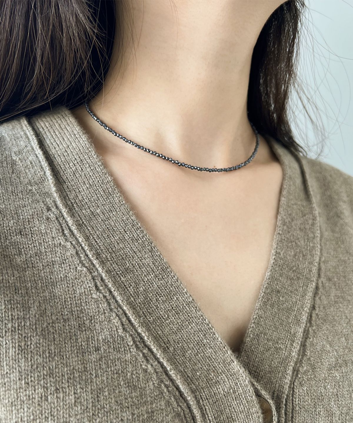 티에드(TIEDE) Deep Grey Point Necklace