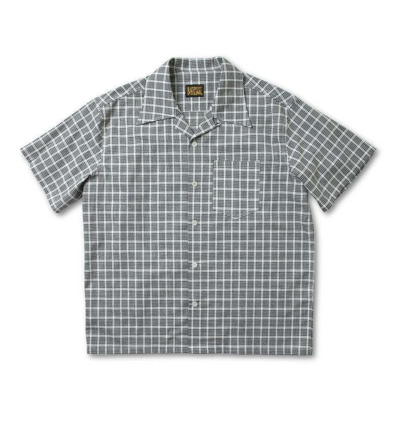 BLACK PP Gingham Windowpane Check Open Collar