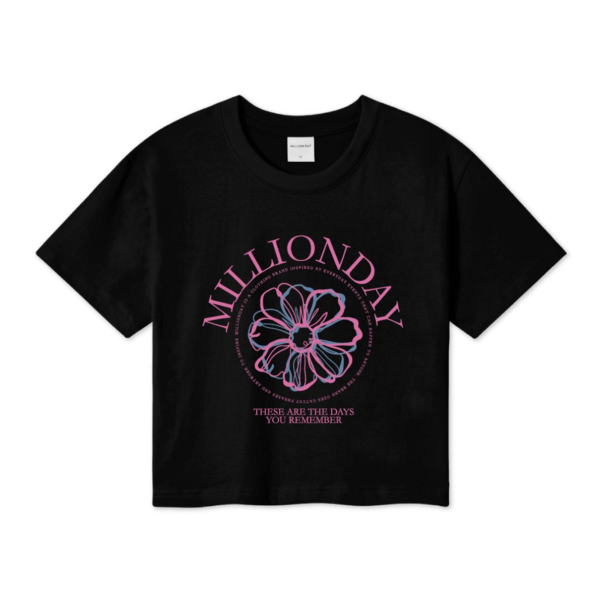 밀리언데이(MILLION DAY) MILLION ROUND-FLOWER CROP T-SHIRT