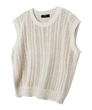 와플 펀칭 니트 베스트 (LIGHT BEIGE)
