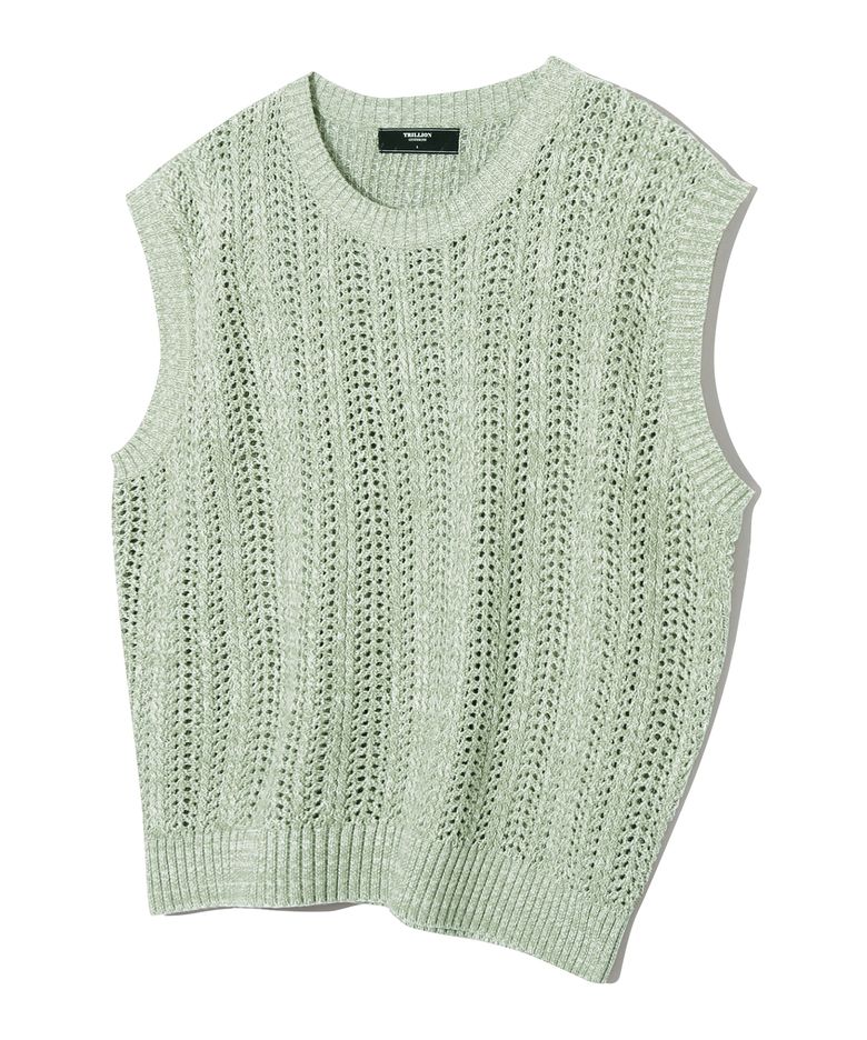 와플 펀칭 니트 베스트 (DUSTY GREEN)