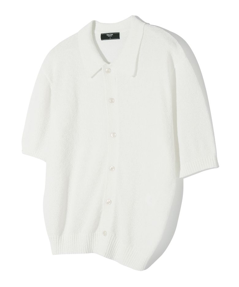 워셔블 부클 카라 반팔 니트 (CREAM WHITE)