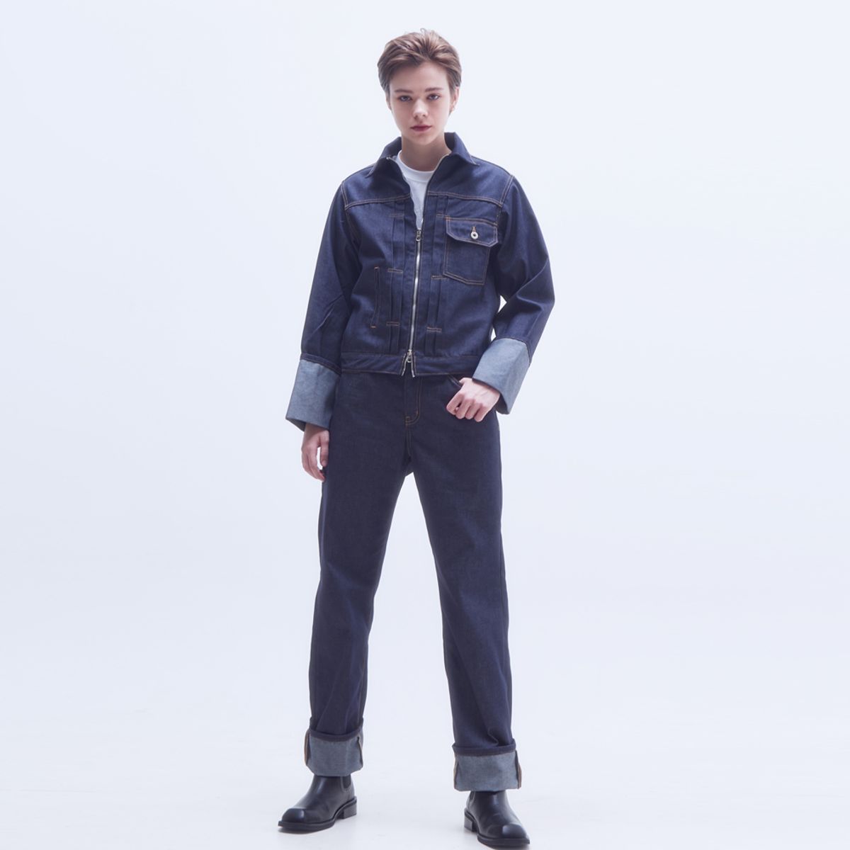 모스(MOTH) 논페이드 데님 팬츠_블루