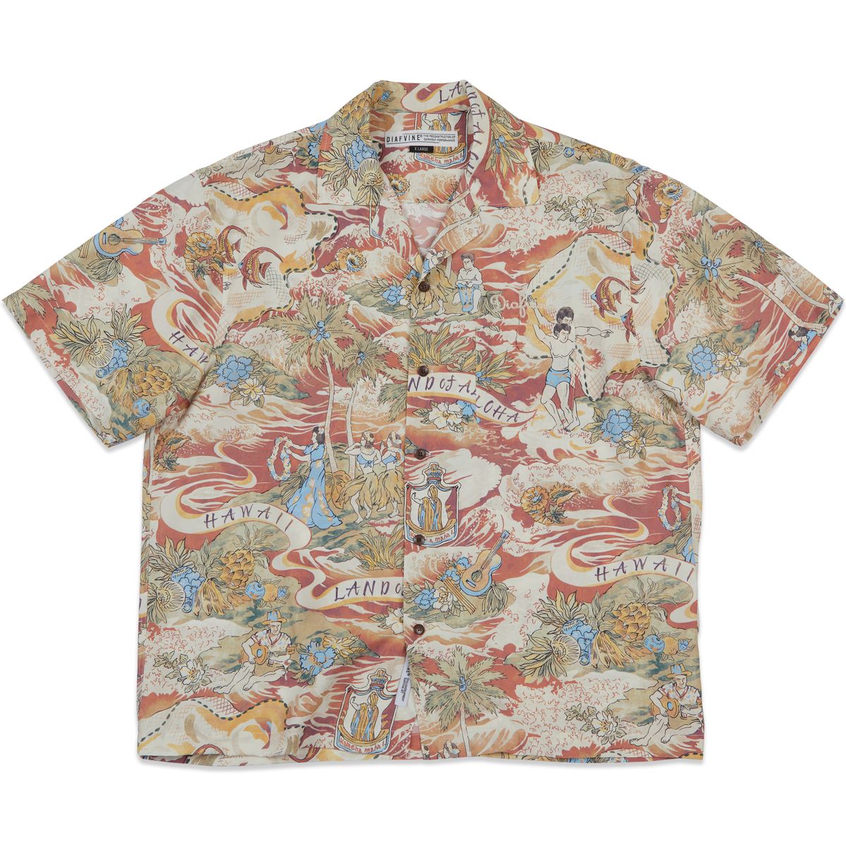 디아프바인(DIAFVINE) DV.LOT 684 LAND OF ALOHA shirt -Orange-