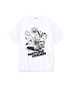 플라워 레터링 로고 티셔츠 화이트