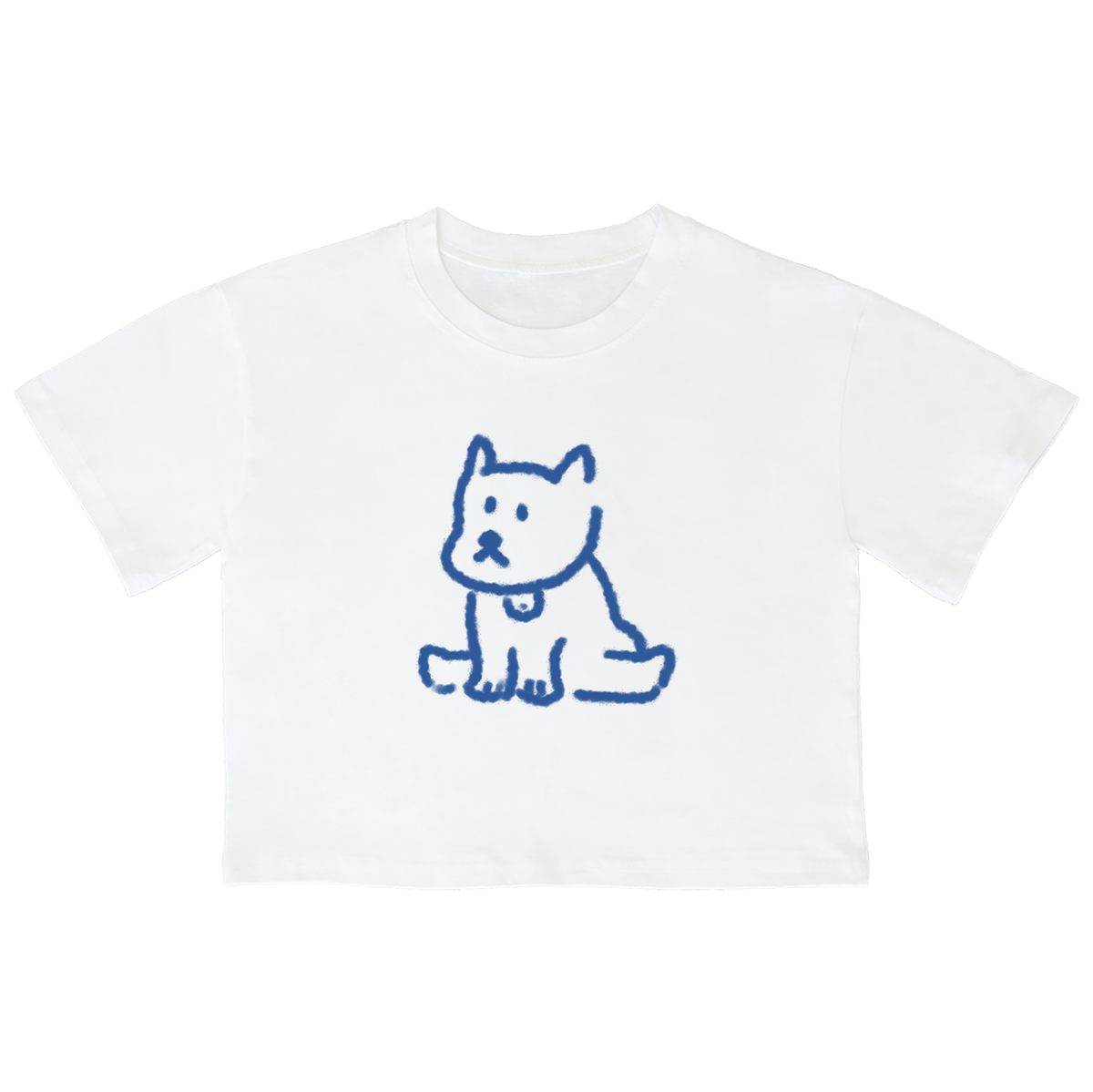 어썸어스(AWESOMEUS) (23SS)SITTING DOWN DOG 크롭 반팔 티셔츠 화이트