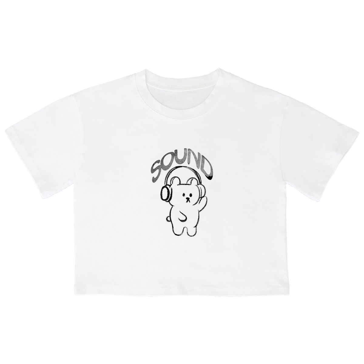 어썸어스(AWESOMEUS) (23SS)SOUND BEAR 크롭 반팔 티셔츠 화이트