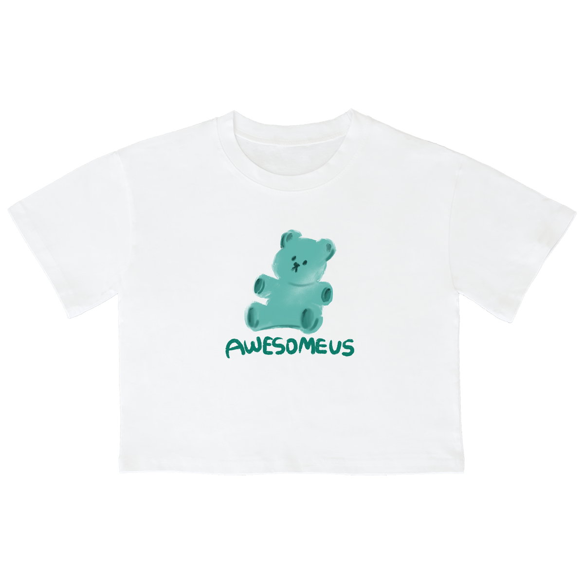 어썸어스(AWESOMEUS) (23SS)TINY BEAR MINT 크롭 반팔 티셔츠 화이트
