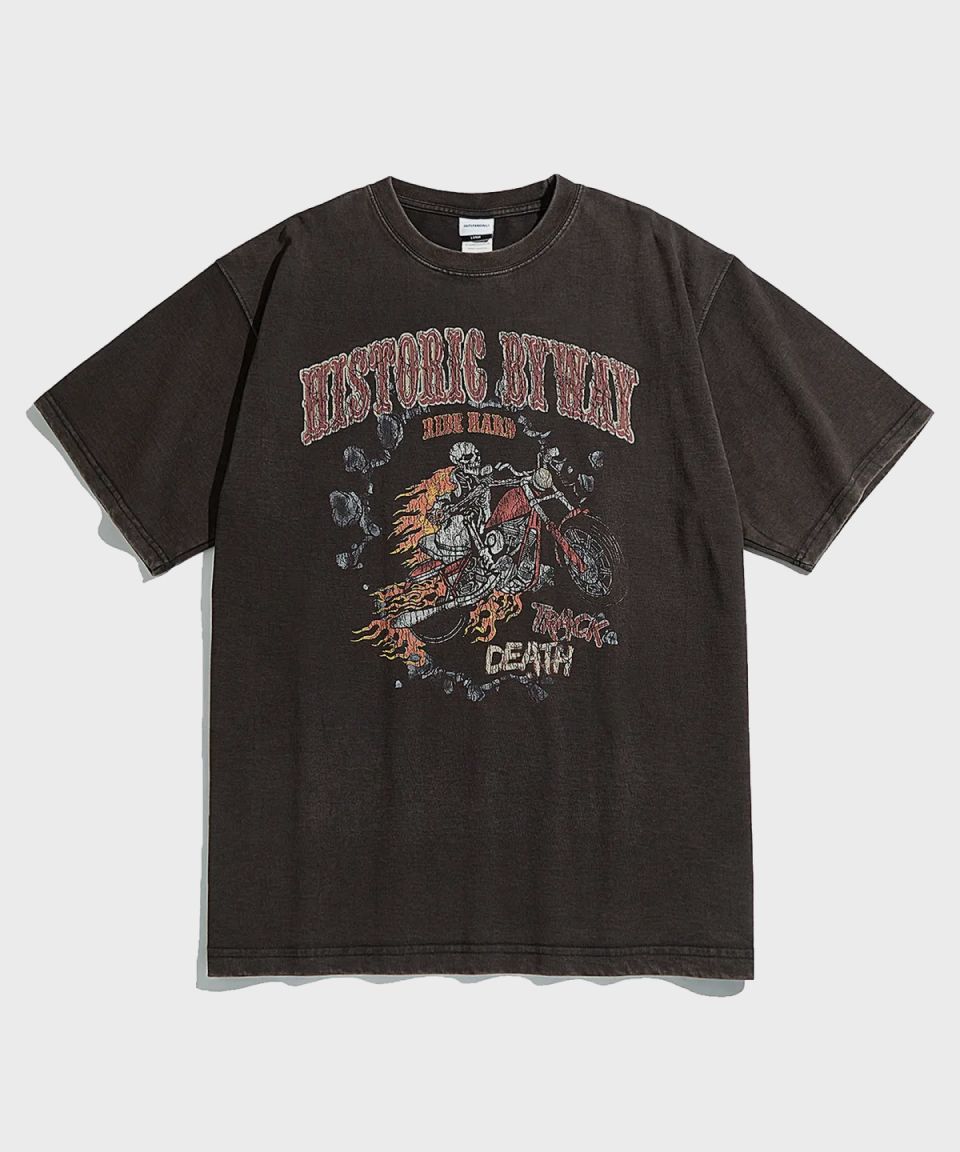 Tシャツ・カットソー [OUTSTANDING]MOT SERIES TEE (DEATH TRACK)_BLACK 아웃스탠딩(OUTSTANDING) MOT SERIES TEE(DEATH TRACK)_VINTAGE