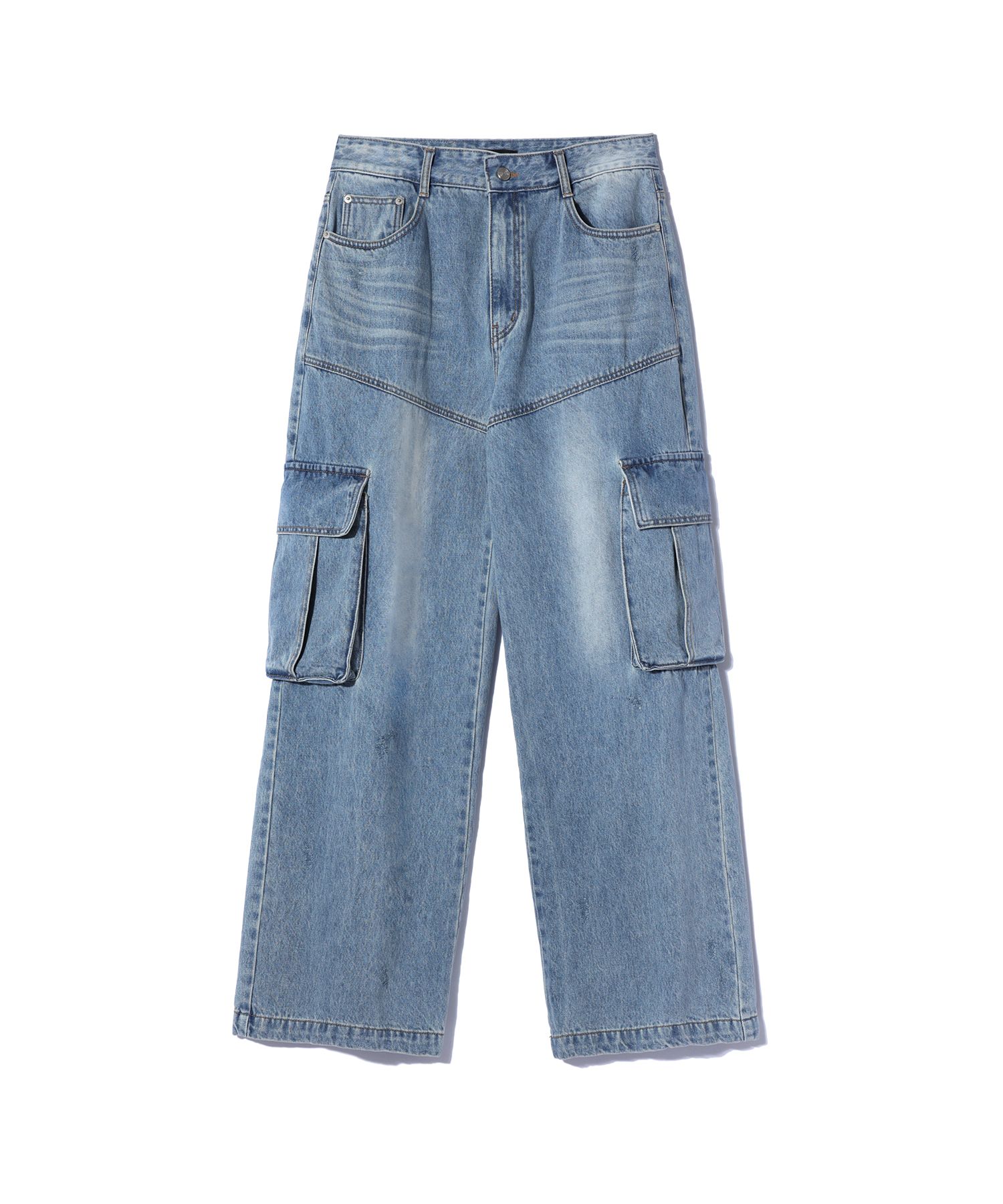 ☆LE SSERAFIM☆【WOOALONG】☆Signature cargo denim pant.s☆ MUSINSA公式 | WOOALONG Signature cargo denim pants - BLUE