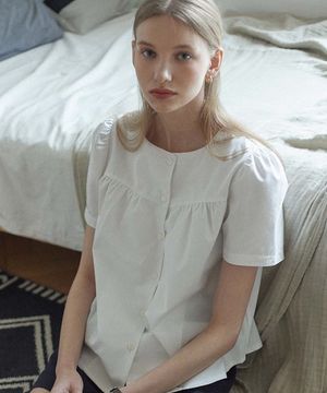 Julia Shirring Blouse - White